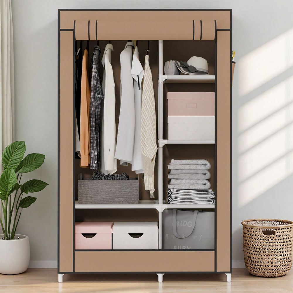 Wardrobe Closet Portable Fabric Cover - Closet Storage For Hanging Clothes, Wide