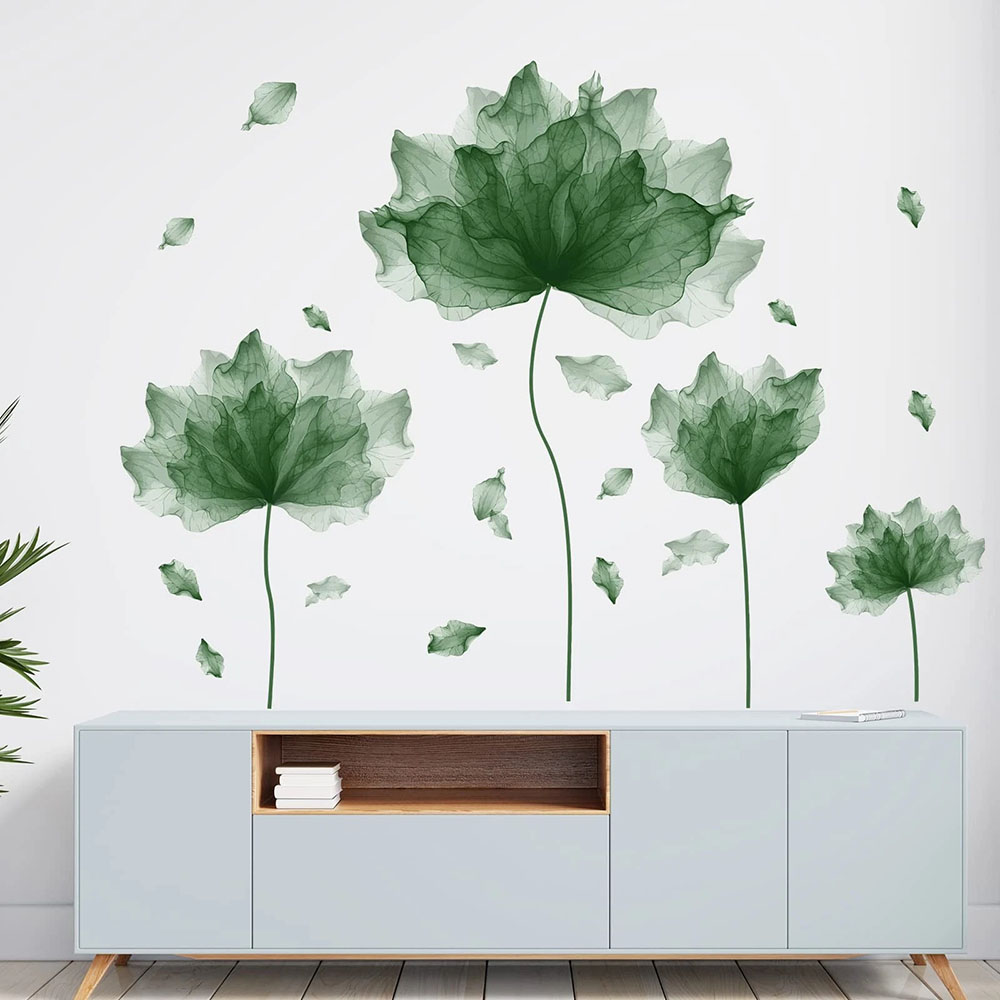 Bedroom Furniture - Watercolor Lotus Flower Petal Wall Stickers
