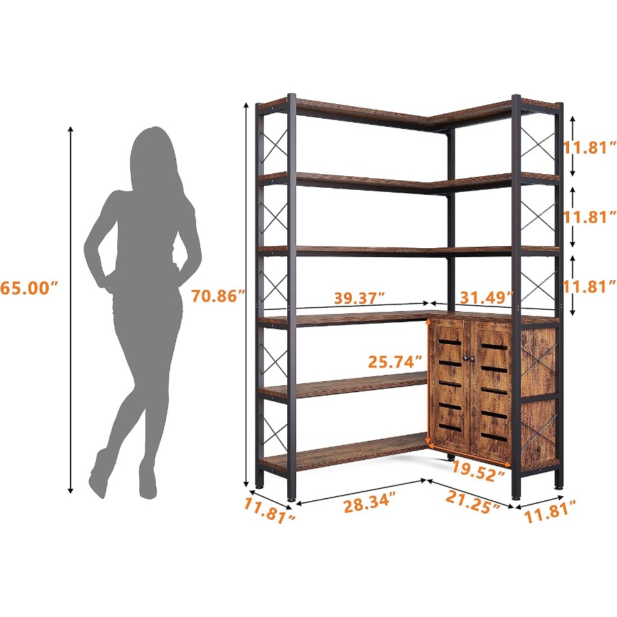 6-Shelf Corner Bookshelf for L - Storage ulasan dan harga