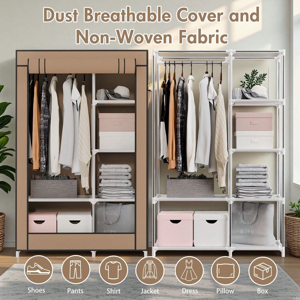 Closet Storage For Hanging Clo - Wardrobe Closet Portable Fabric Cover ulasan dan harga