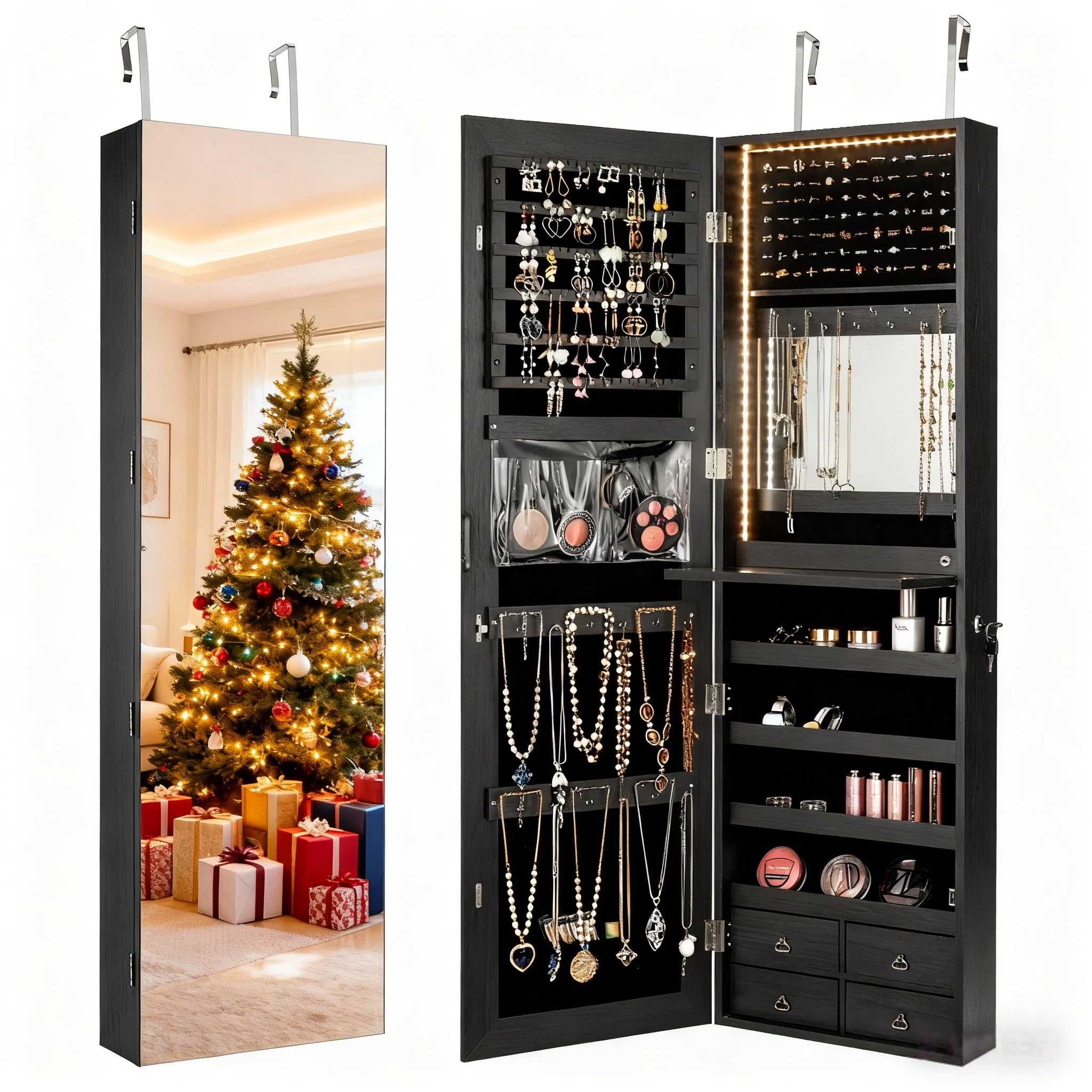 47” LED Jewelry Armoire, Door/ - Full Length Mirror Jewelry Armoire ulasan dan harga