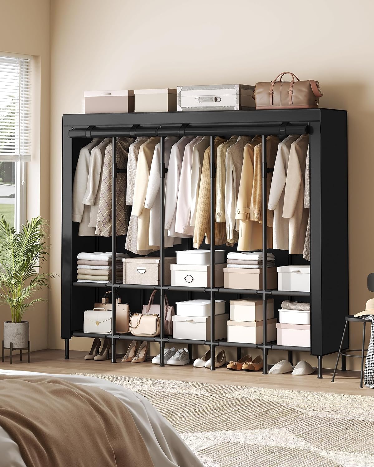 Portable Wardrobe Closet 83.5  - Wardrobe Closet Portable Fabric Cover ulasan dan harga