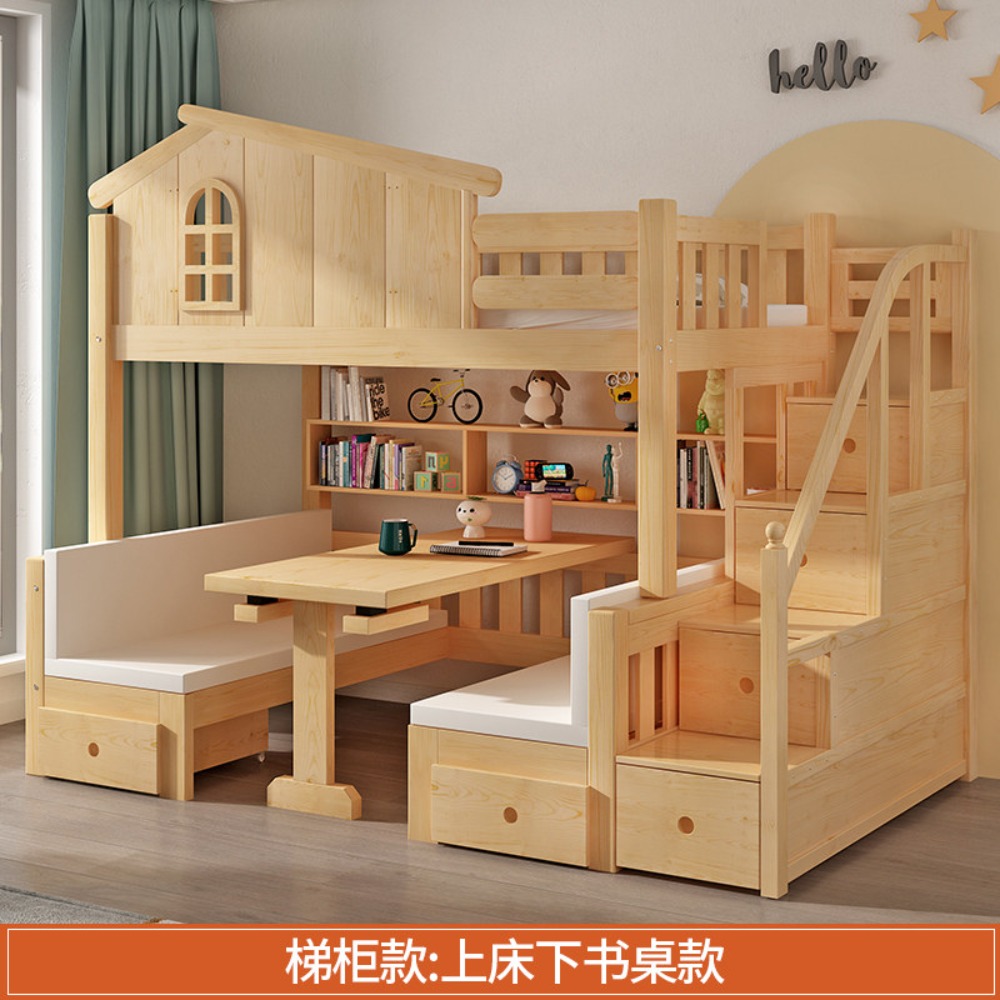 Bunk Bed with Desk Multifuncti - Bunk Bed With Stairs And Slide ulasan dan harga