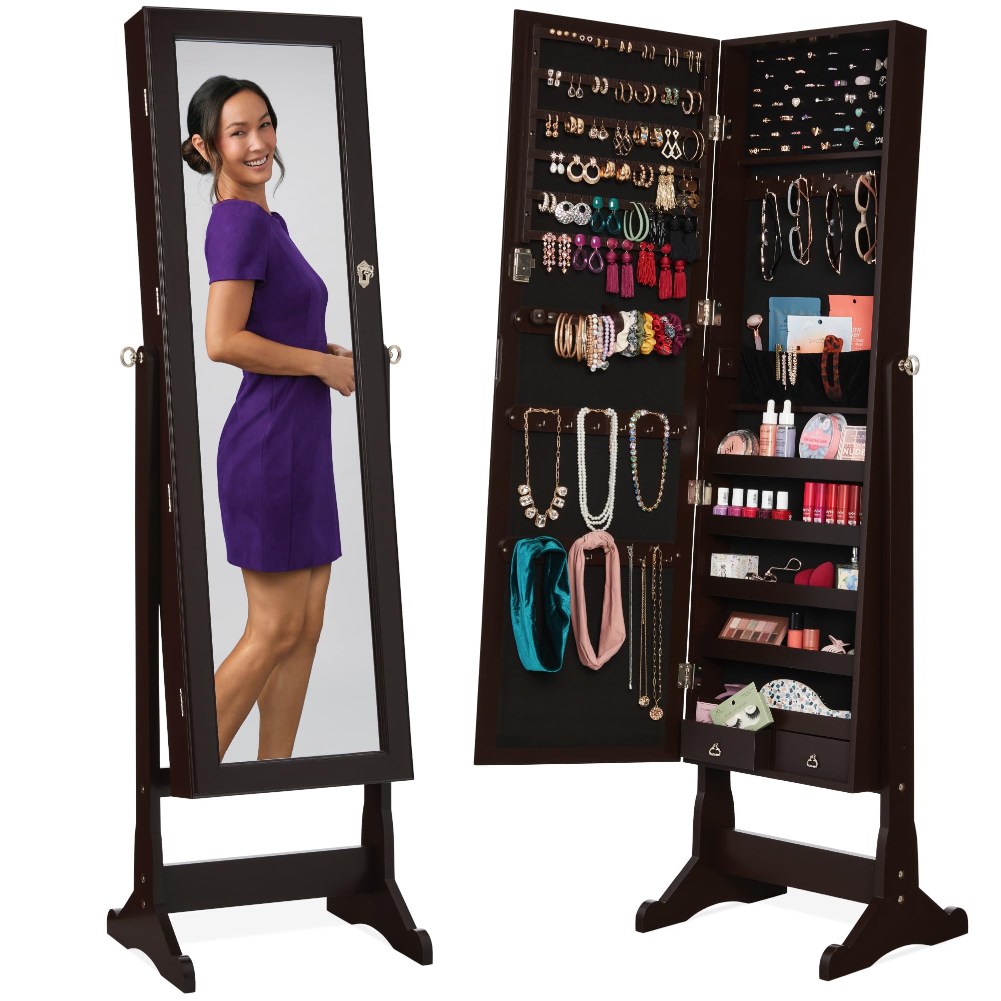 Freestanding Jewelry Armoire C - Full Length Mirror Jewelry Armoire ulasan dan harga